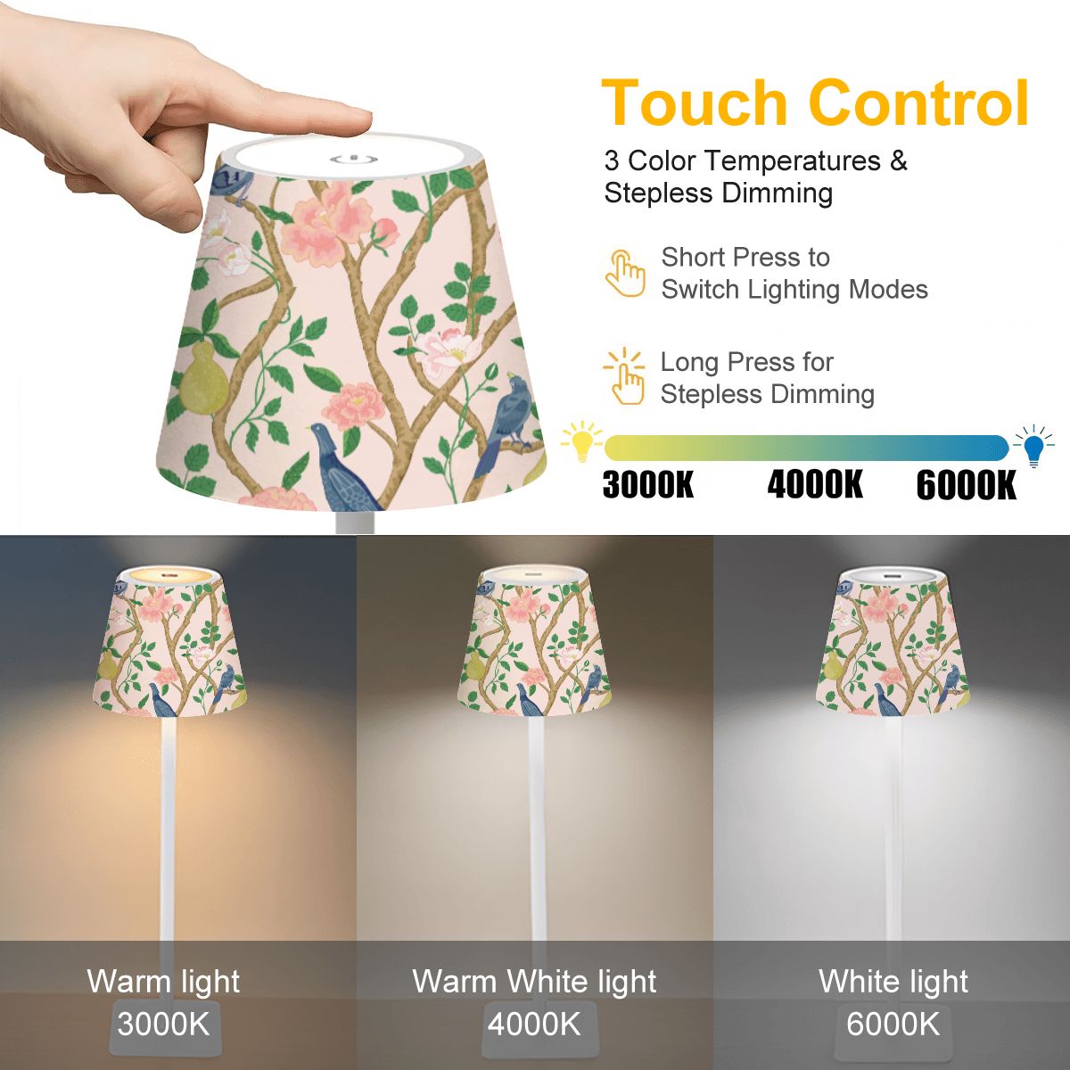 Blue Birdie Design LED Cordless Table Lamp