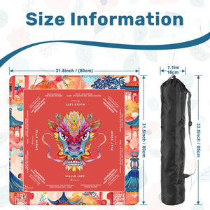 Red Dragon Mahjong Mat with Storage Case | Bold Festival Design