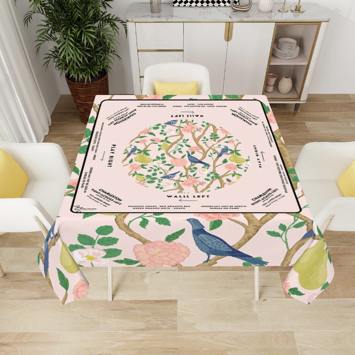 Blue Bird Mahjong Gameplay Tablecloth