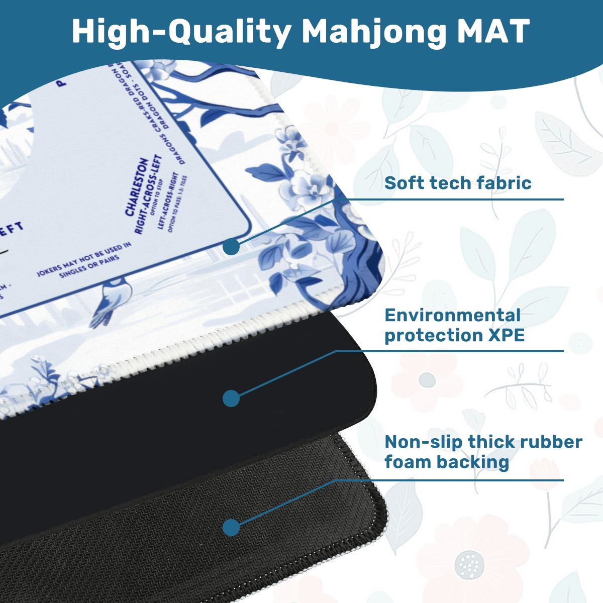 Blue Branch Design Mahjong Mat 30x30 - For Great Game Nights