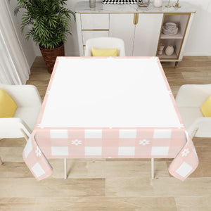 Pink Gingham Mahjong Tablecloth – 60 Inch | Blush Check Floral Design