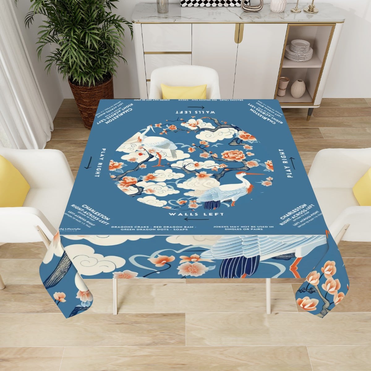 Blue Clouds Mahjong Tablecloth