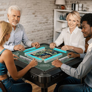 Green Peacock Mahjong Mat 31.5 x 31.5 - Smooth Surface for Great Game Nights