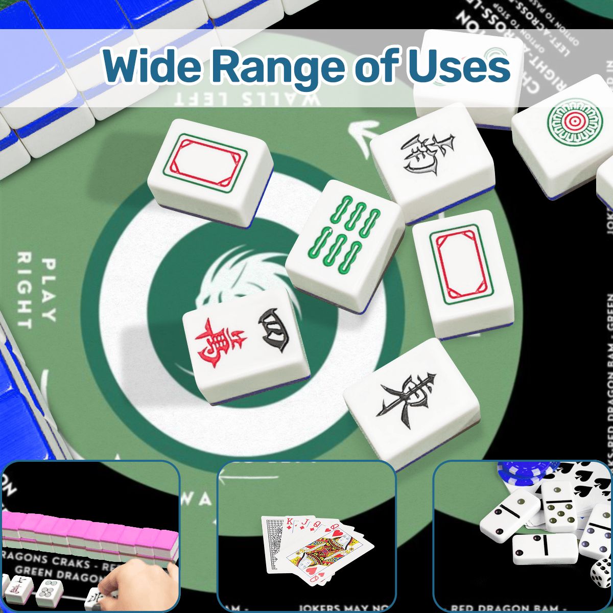 Black and Green Mahjong Mat 31.5 x 31.5 - For Mahjong Enthusiasts