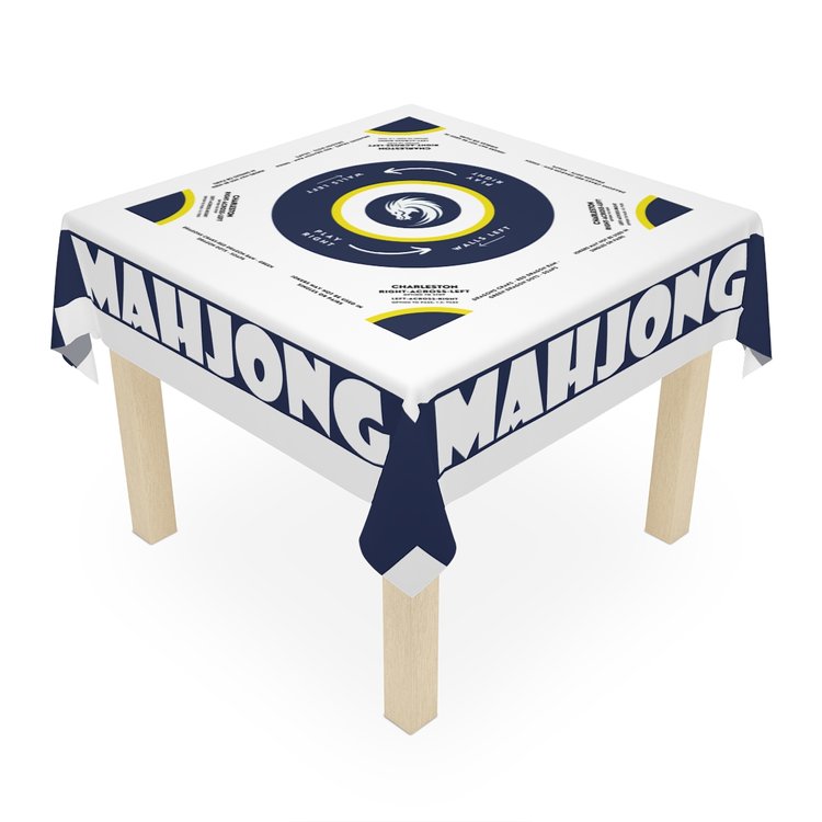 Blue/Yellow Design With Instructions-easy-to-follow mah-jong tablecloth