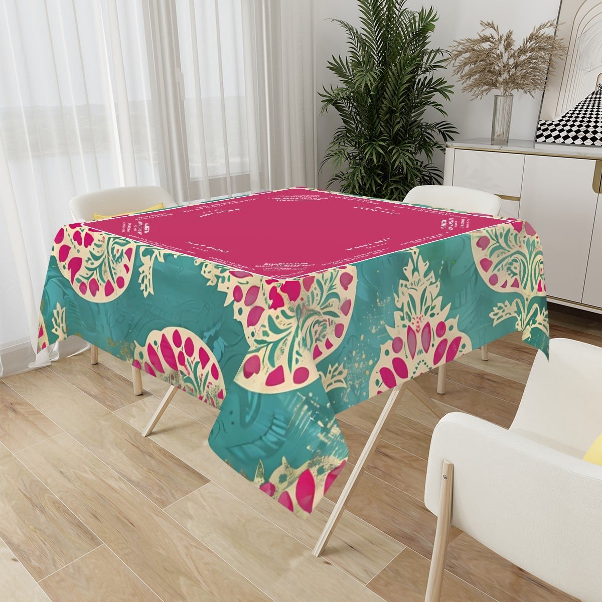 Pink & Green Mahjong Tablecloth