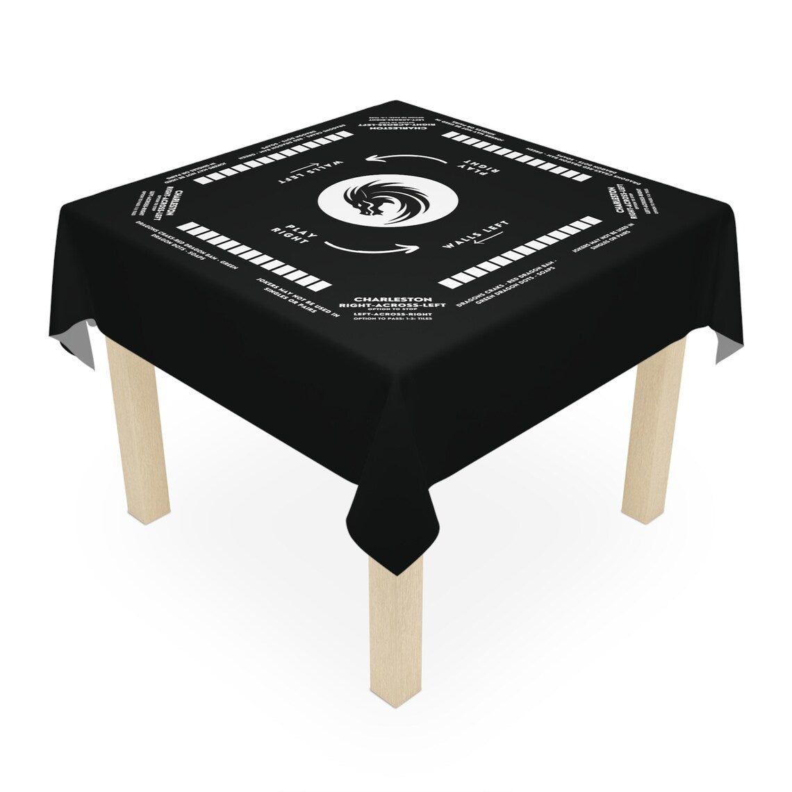 Mahjong game Tablecloth - Black and White Collection, Mahjong with rules written on the tablecloth makes it easy for beginners to learn