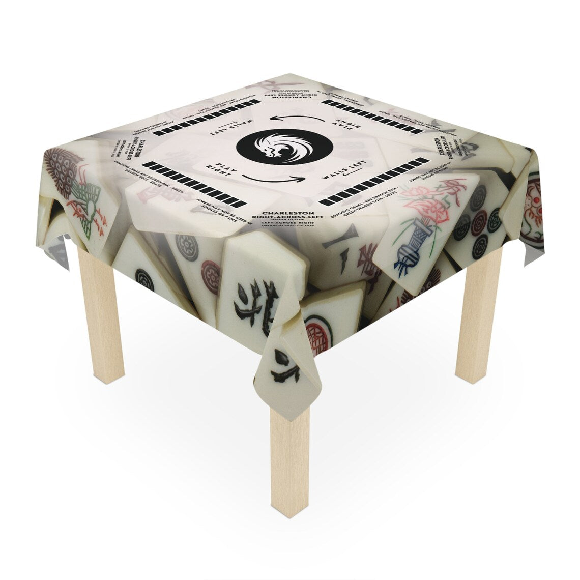 Mahjong Tile design tablecloth with Instructions - Mahjong Tablecloth Size 55 x 55, Mahjong with Rules