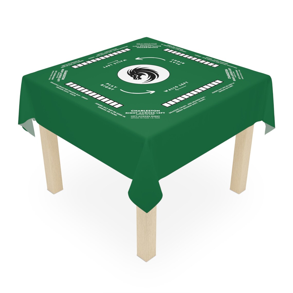 Mahjong Mat with Instructions - Mahjong Tablecloth Size 55 x 55, Mahjong with Rules, great for beginners learning how to play
