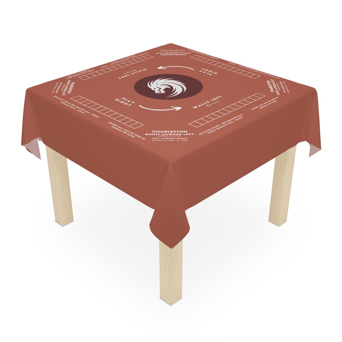 Mahjong Mat with Instructions - Mahjong Tablecloth Size 55 x 55, Mahjong with Rules, great for beginners learning how to play
