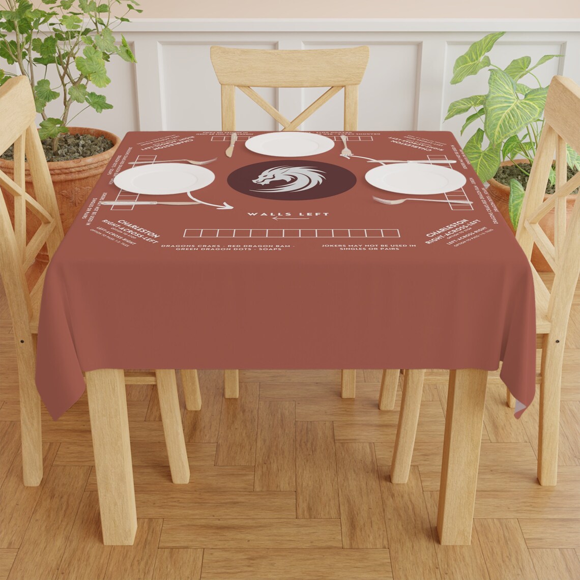 Mahjong Mat with Instructions - Mahjong Tablecloth Size 55 x 55, Mahjong with Rules, great for beginners learning how to play
