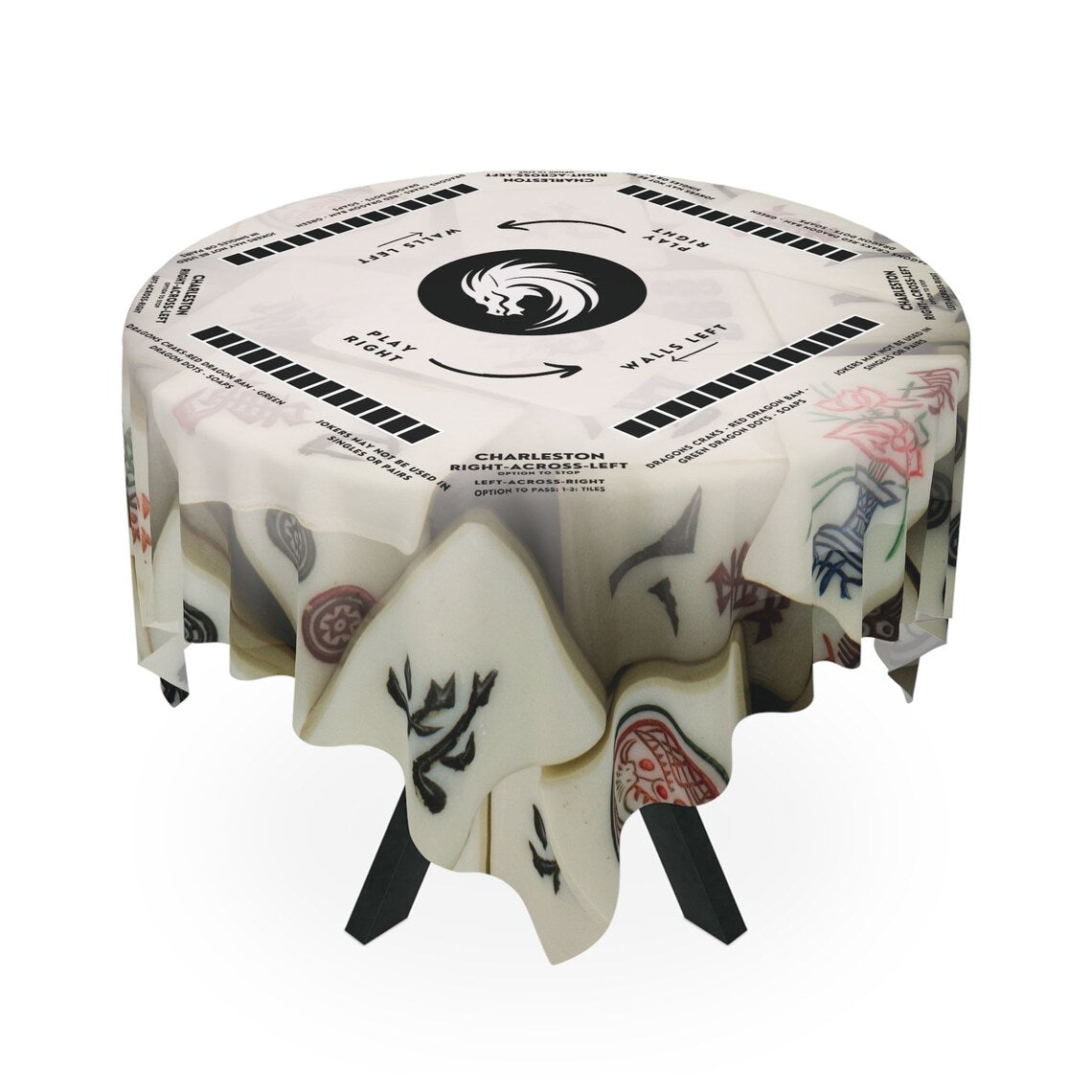 Mahjong Tile design tablecloth with Instructions - Mahjong Tablecloth Size 55 x 55, Mahjong with Rules