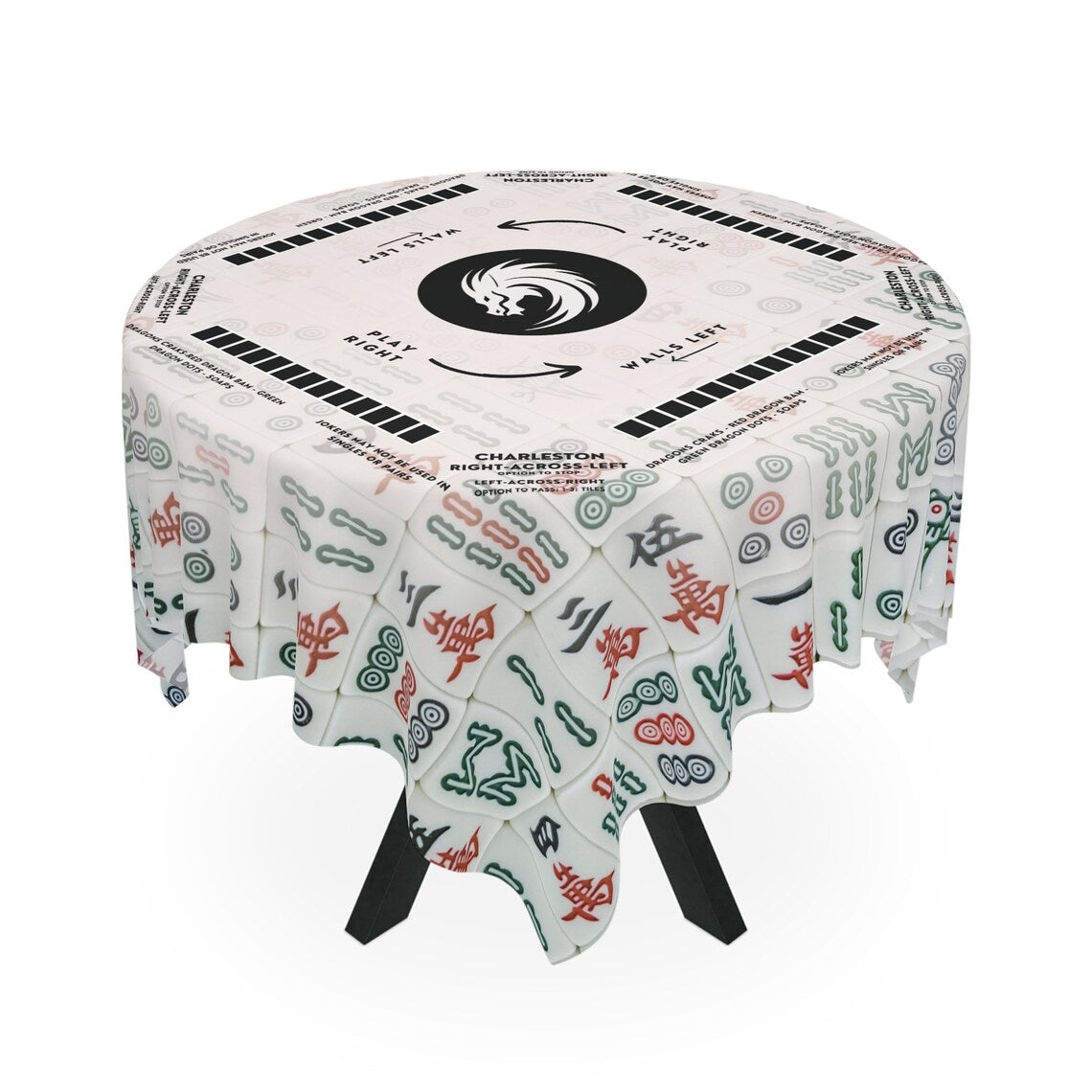 Mahjong Tile design tablecloth with Instructions - Mahjong Tablecloth Size 55 x 55, Mahjong with Rules