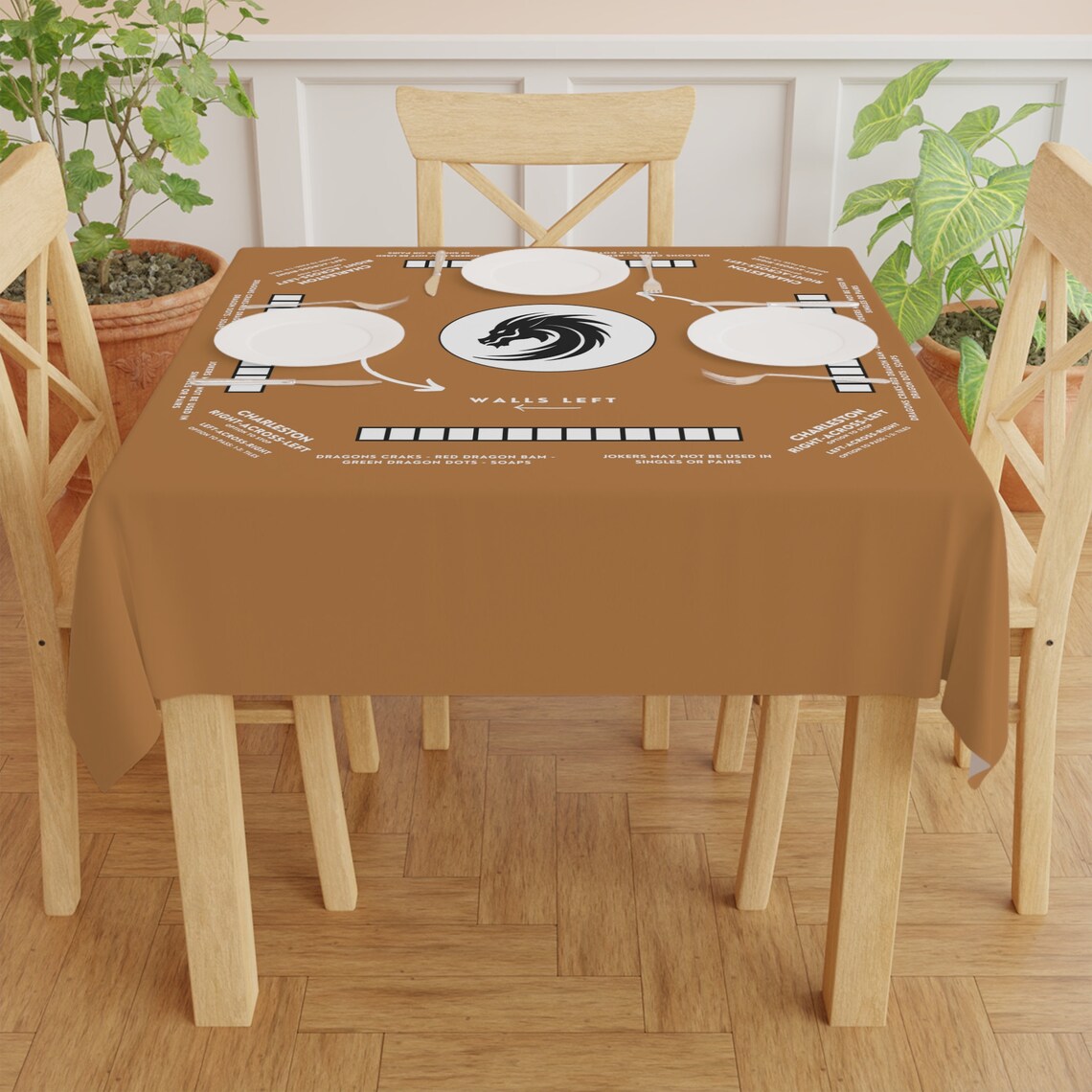 Mahjong Mat with Instructions - Mahjong Tablecloth Size 55 x 55, Mahjong with Rules, great for beginners learning how to play
