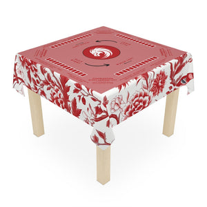 Red Asian-Inspired Mahjong tablecloth, Vibrant Chinoiserie Design, Table Cover, Festive Gathering Focal Point for Family Bonding