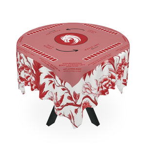 Red Asian-Inspired Mahjong tablecloth, Vibrant Chinoiserie Design, Table Cover, Festive Gathering Focal Point for Family Bonding