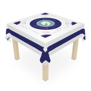 Striped Mahjong Tablecloth - White, Sky Blue, Dark Blue - Mahjong Game Night Essential
