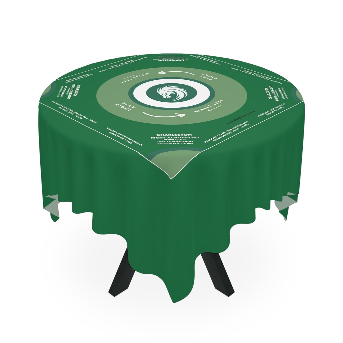 Elegant Green Mahjong Tablecloth - Handmade Table Cover for Game Nights