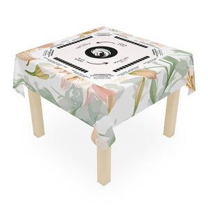 Elegant White Floral Mahjong Tablecloth - Perfect for Game Nights