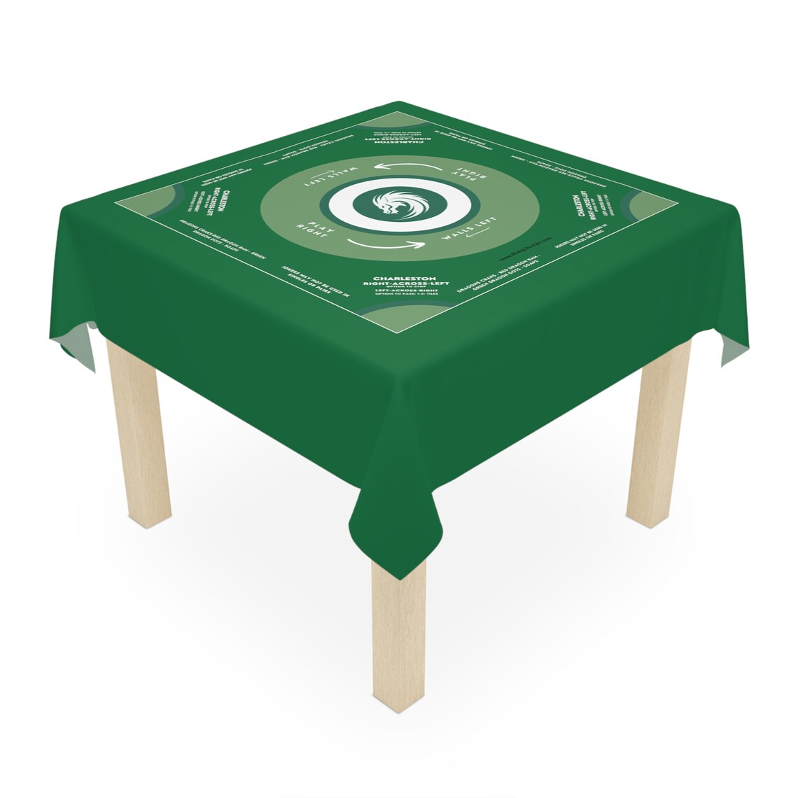 Elegant Green Mahjong Tablecloth - Handmade Table Cover for Game Nights