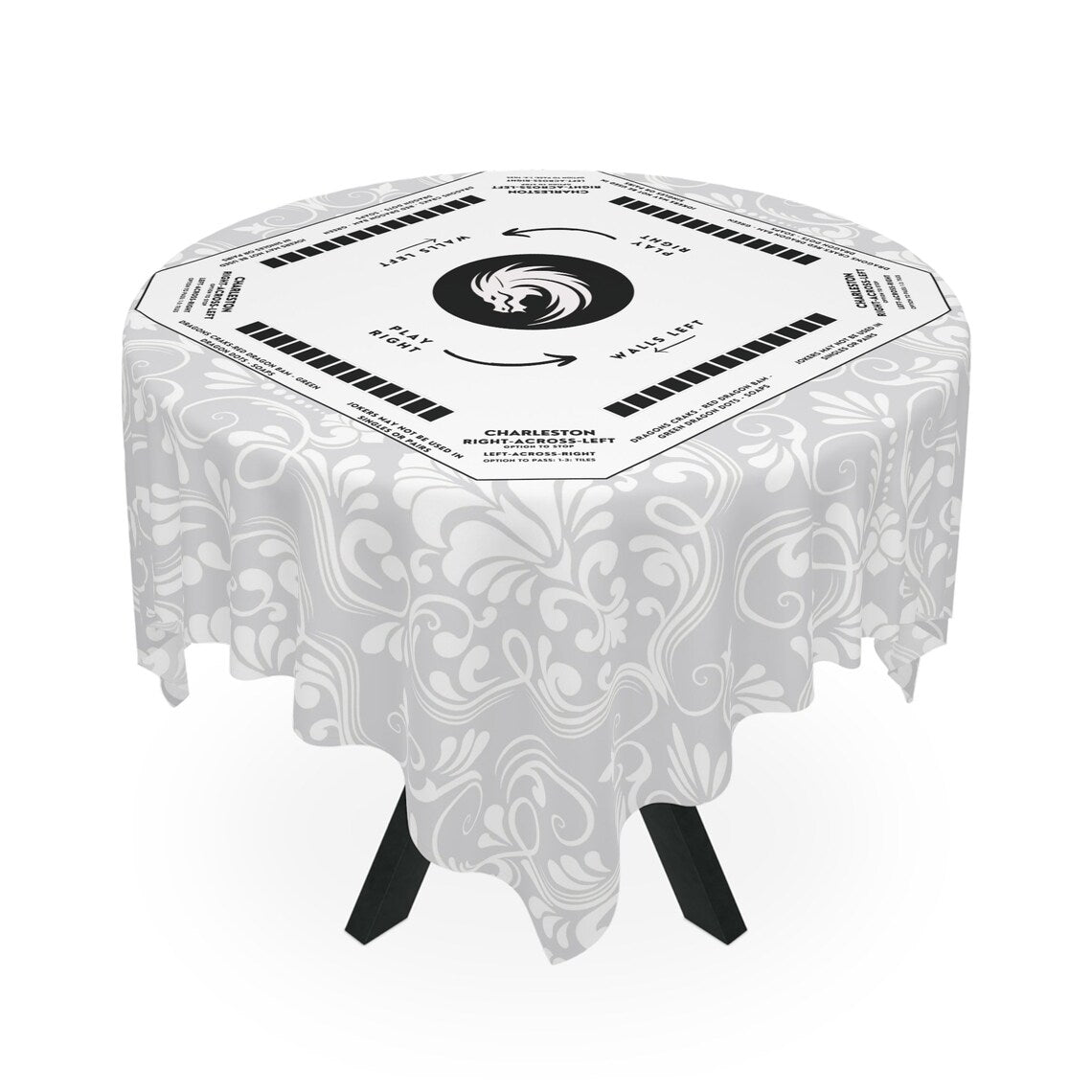 Elegant White Mahjong Tablecloth - Perfect for Game Nights