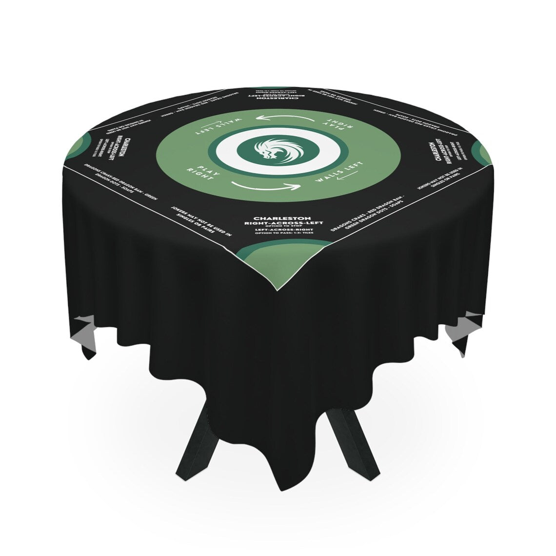 Elegant Black and Grey Mahjong Tablecloth - Perfect for Game Nights