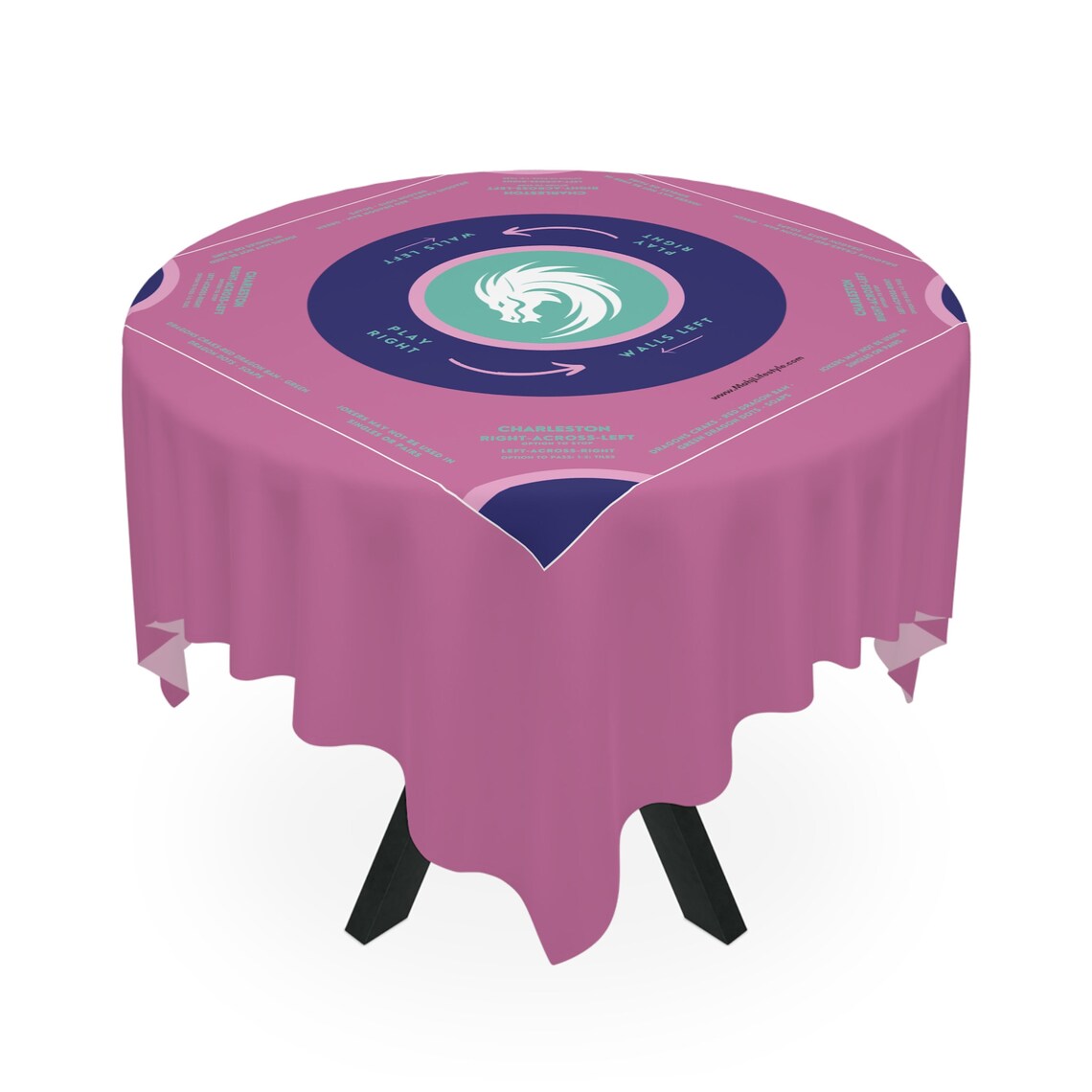 Handmade Mahjong Tablecloth - Purple and Sky Blue Design