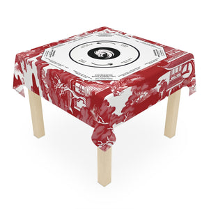Elegant Red Chinoiserie Mahjong Tablecloth - Handcrafted Asian-Inspired Game Night Decor