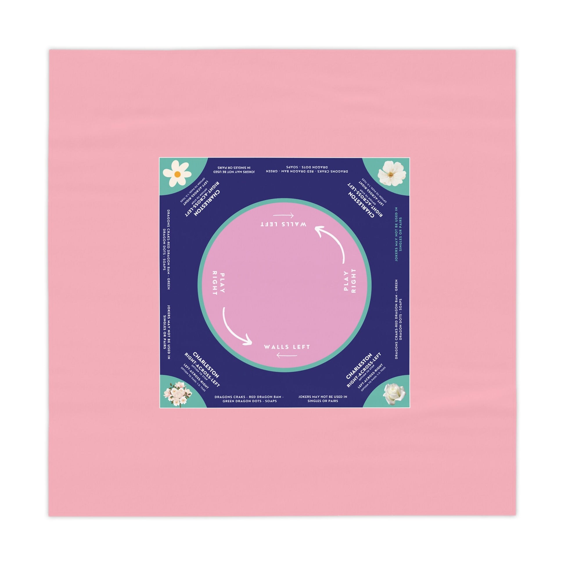 Light Pink and Blue Mahjong Tablecloth - Perfect for Mahjong Enthusiasts and Players