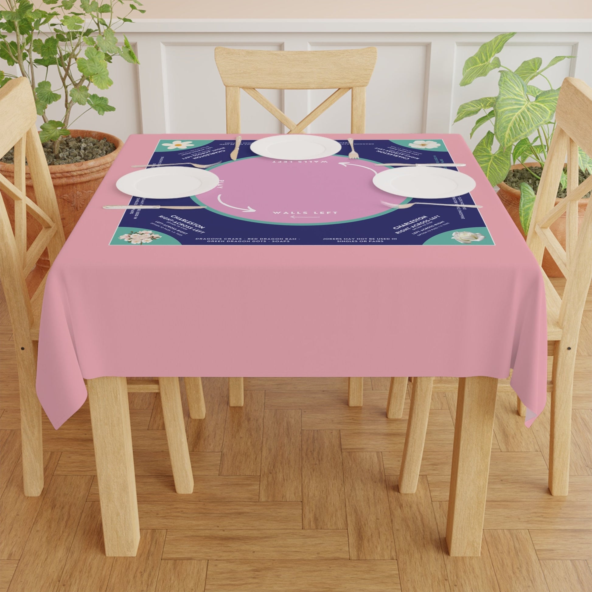 Light Pink and Blue Mahjong Tablecloth - Perfect for Mahjong Enthusiasts and Players