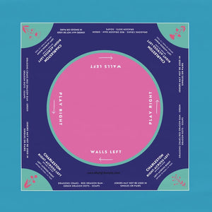 Mahjong instructional tablecloth gift for her, Blue and Pink Floral Mahjong Tablecloth - easy-to-follow mah-jongg tablecloth for him
