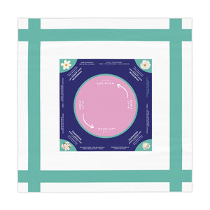 Elegant White and Sky Blue Striped Mahjong Tablecloth