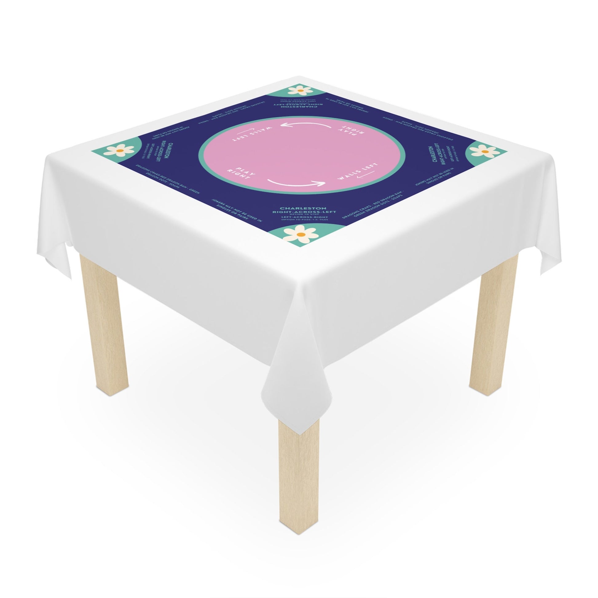 Instructional Mahjong Tablecloth for teaching Mah jongg, easy-to-follow a long rules, mah-jongg tablecloth, teachers pick