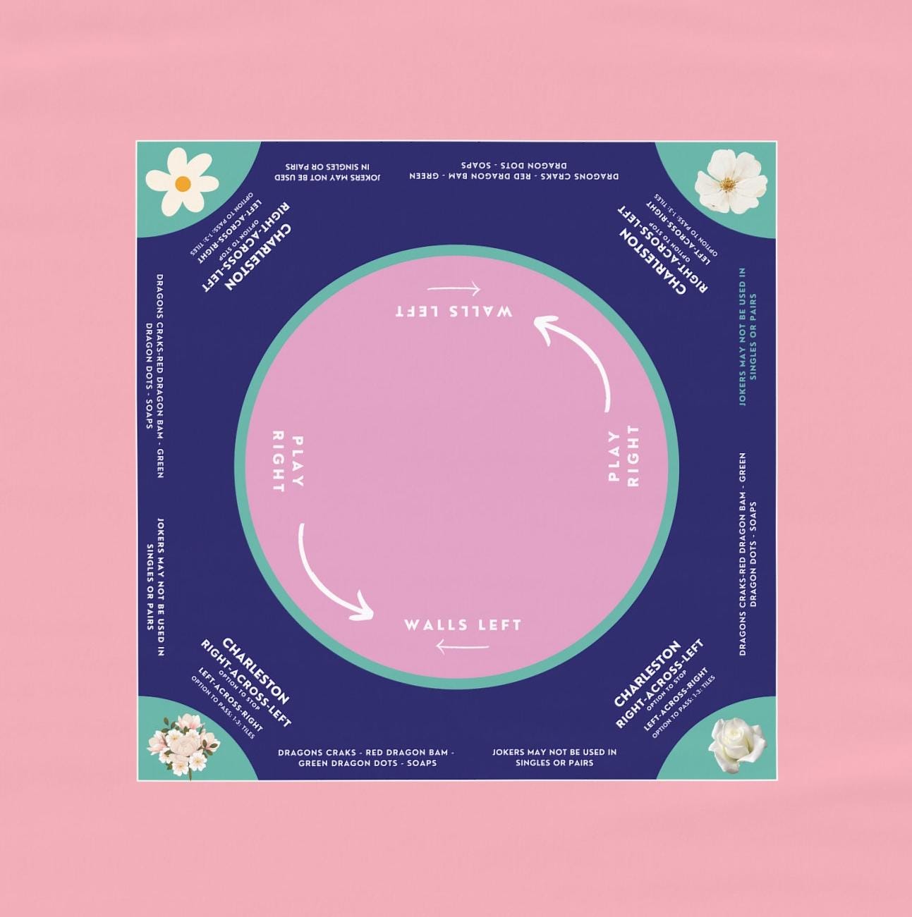 Light Pink and Blue Mahjong Tablecloth - Perfect for Mahjong Enthusiasts and Players