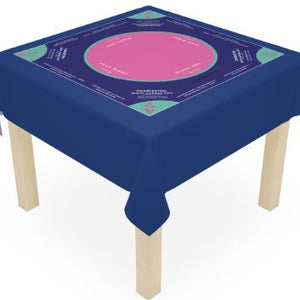 Mahjong instructional tablecloth gift for her, Blue and Pink Floral Mahjong Tablecloth - easy-to-follow mah-jongg tablecloth for him