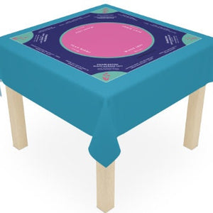 Mahjong instructional tablecloth gift for her, Blue and Pink Floral Mahjong Tablecloth - easy-to-follow mah-jongg tablecloth for him