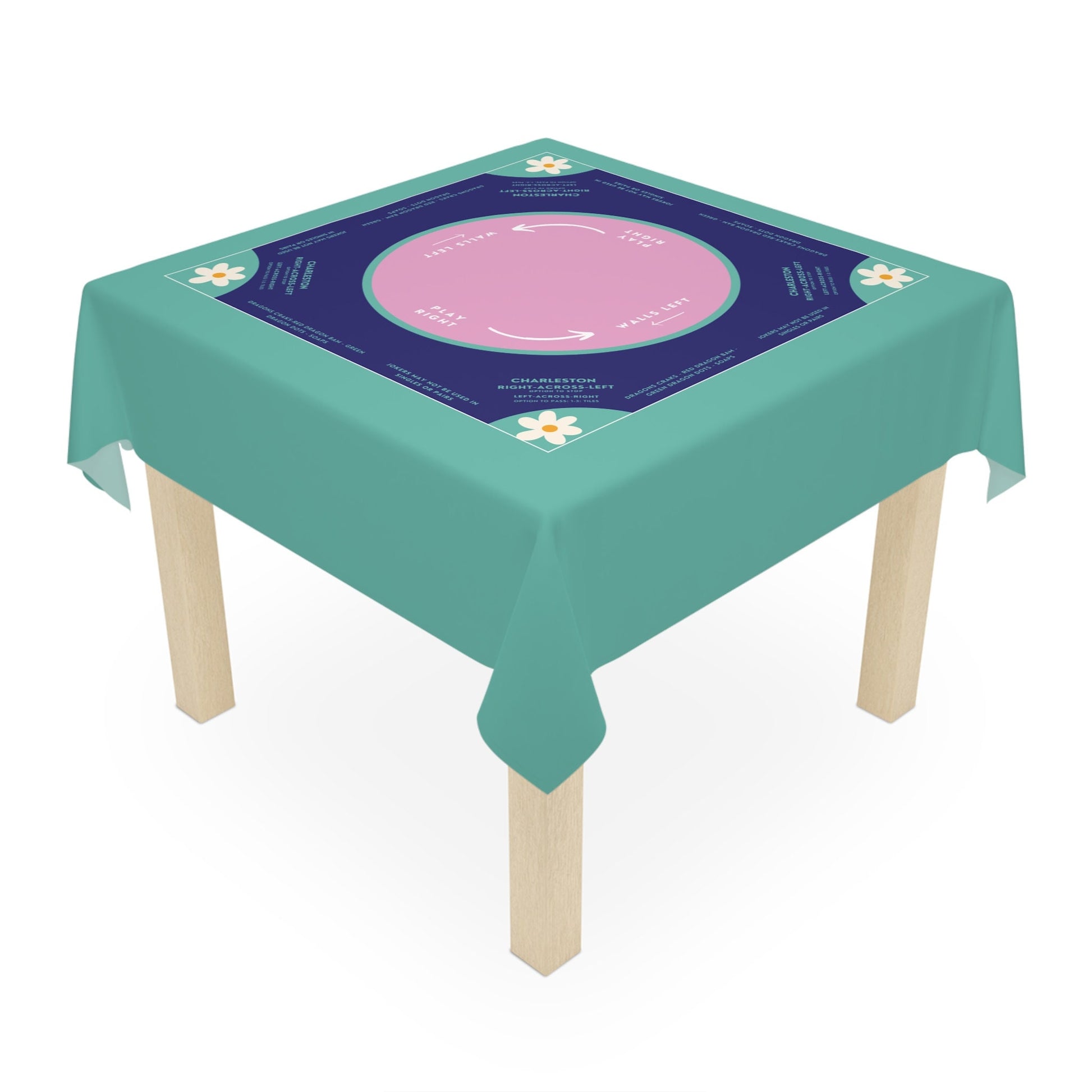 Instructional Mahjong Tablecloth for teaching Mah jongg, easy-to-follow a long rules, mah-jongg tablecloth, teachers pick