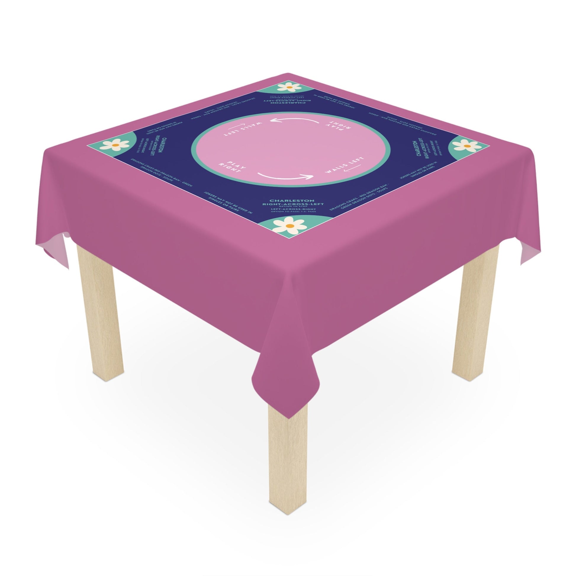 Instructional Mahjong Tablecloth for teaching Mah jongg, easy-to-follow a long rules, mah-jongg tablecloth, teachers pick