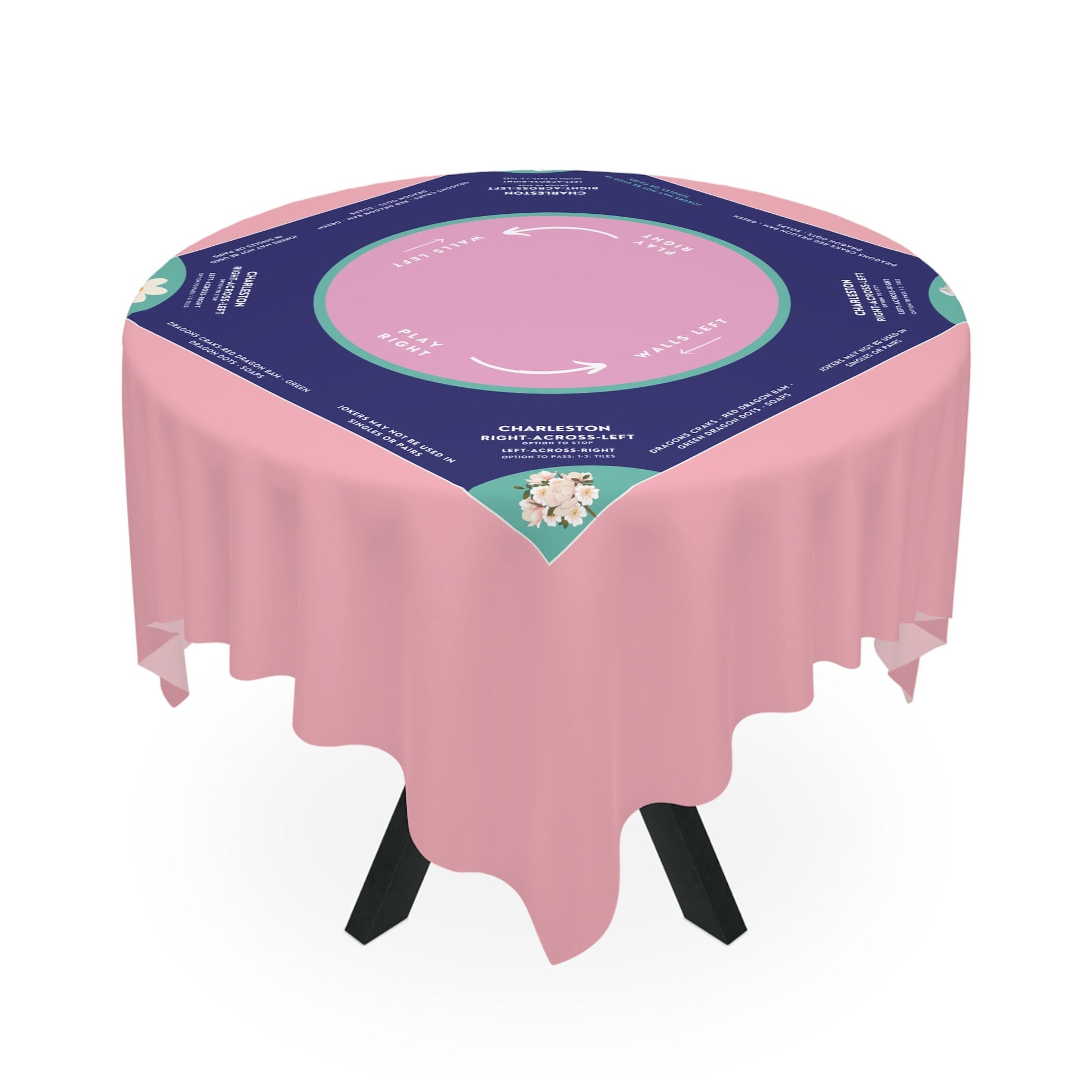Light Pink and Blue Mahjong Tablecloth - Perfect for Mahjong Enthusiasts and Players
