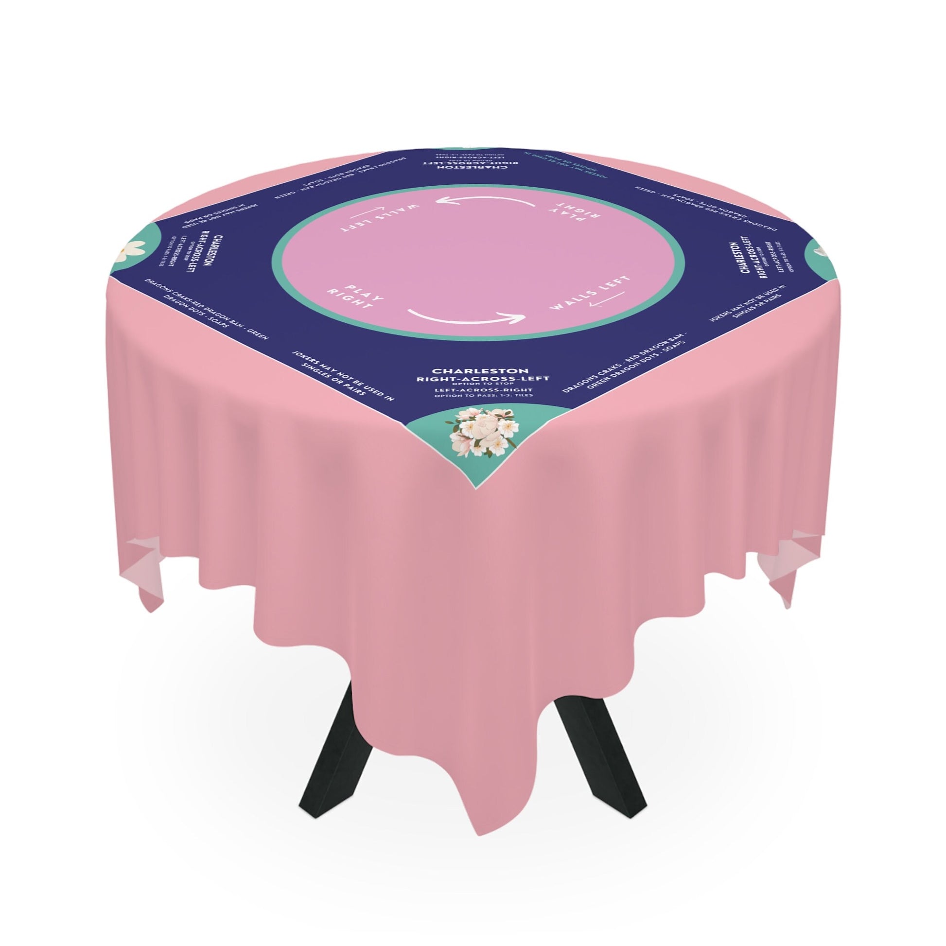 Light Pink and Blue Mahjong Tablecloth - Perfect for Mahjong Enthusiasts and Players