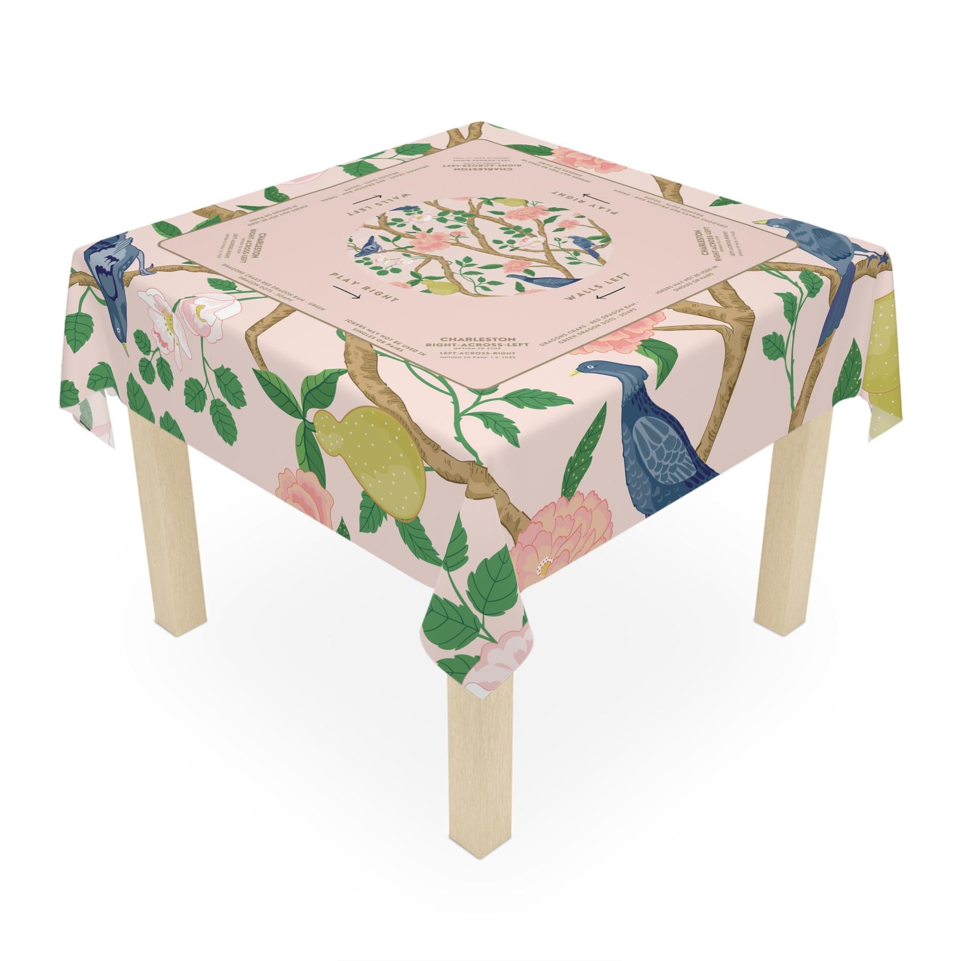 Elegant Light Pink Floral Mahjong Tablecloth - Perfect for Mahjong Enthusiasts and Stylish Game Nights
