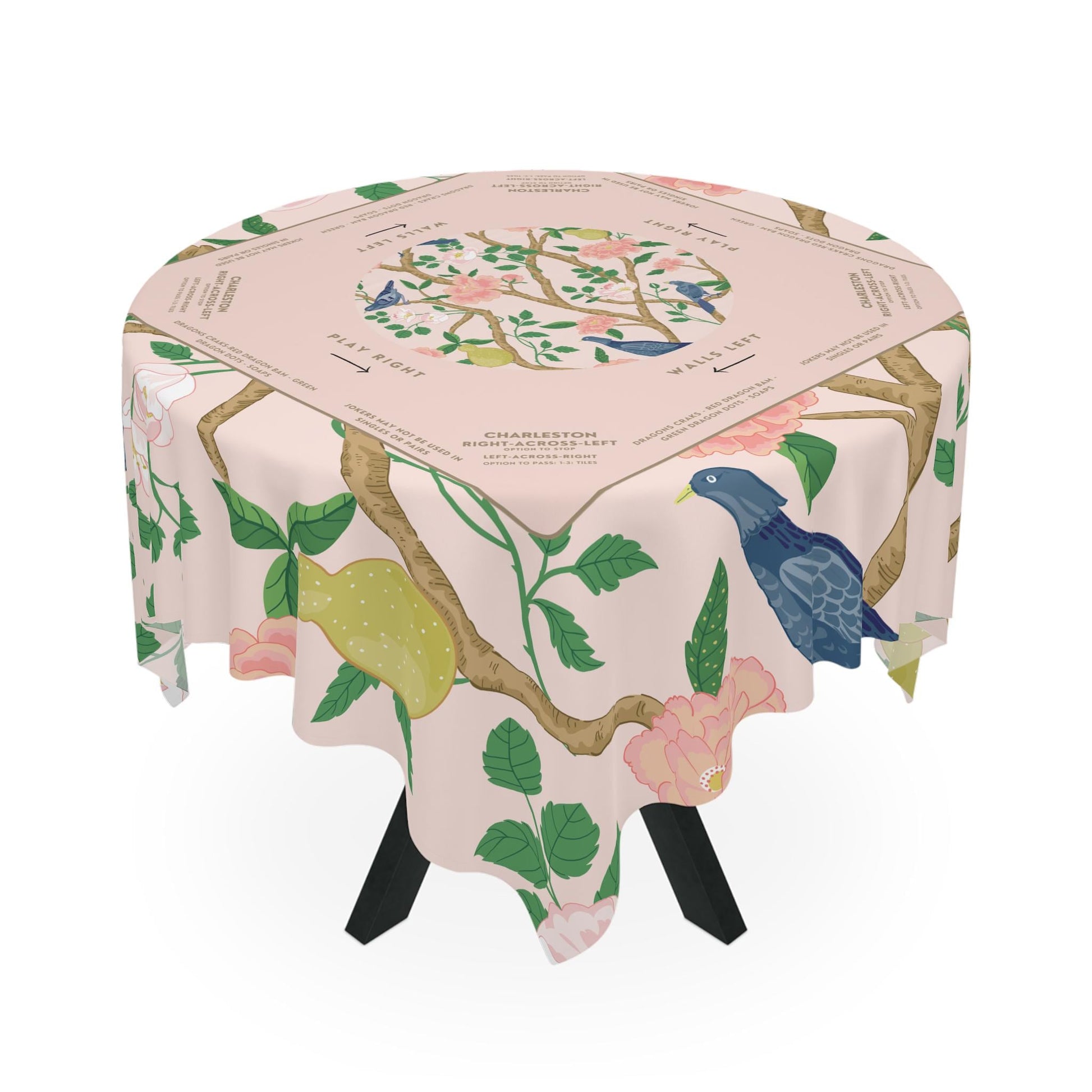 Elegant Light Pink Floral Mahjong Tablecloth - Perfect for Mahjong Enthusiasts and Stylish Game Nights