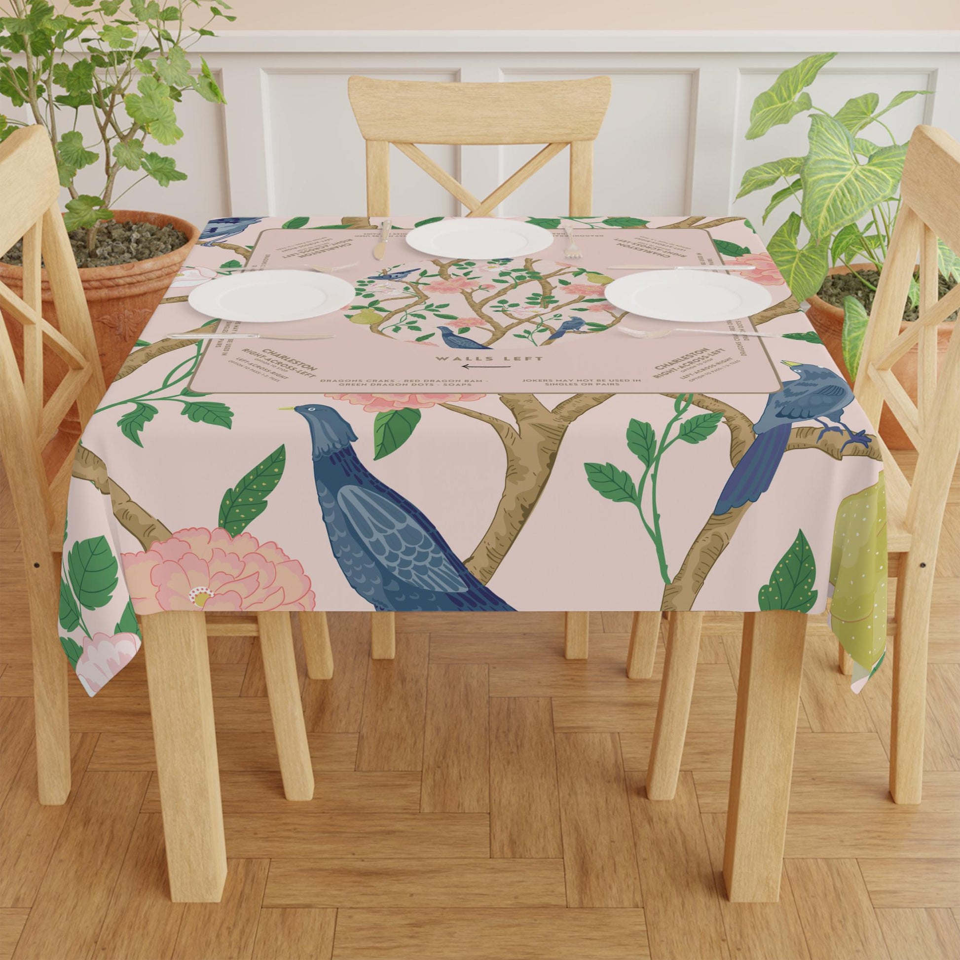 Elegant Light Pink Floral Mahjong Tablecloth - Perfect for Mahjong Enthusiasts and Stylish Game Nights