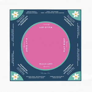 Mahjong instructional tablecloth gift for her, Blue and Pink Floral Mahjong Tablecloth - easy-to-follow mah-jongg tablecloth