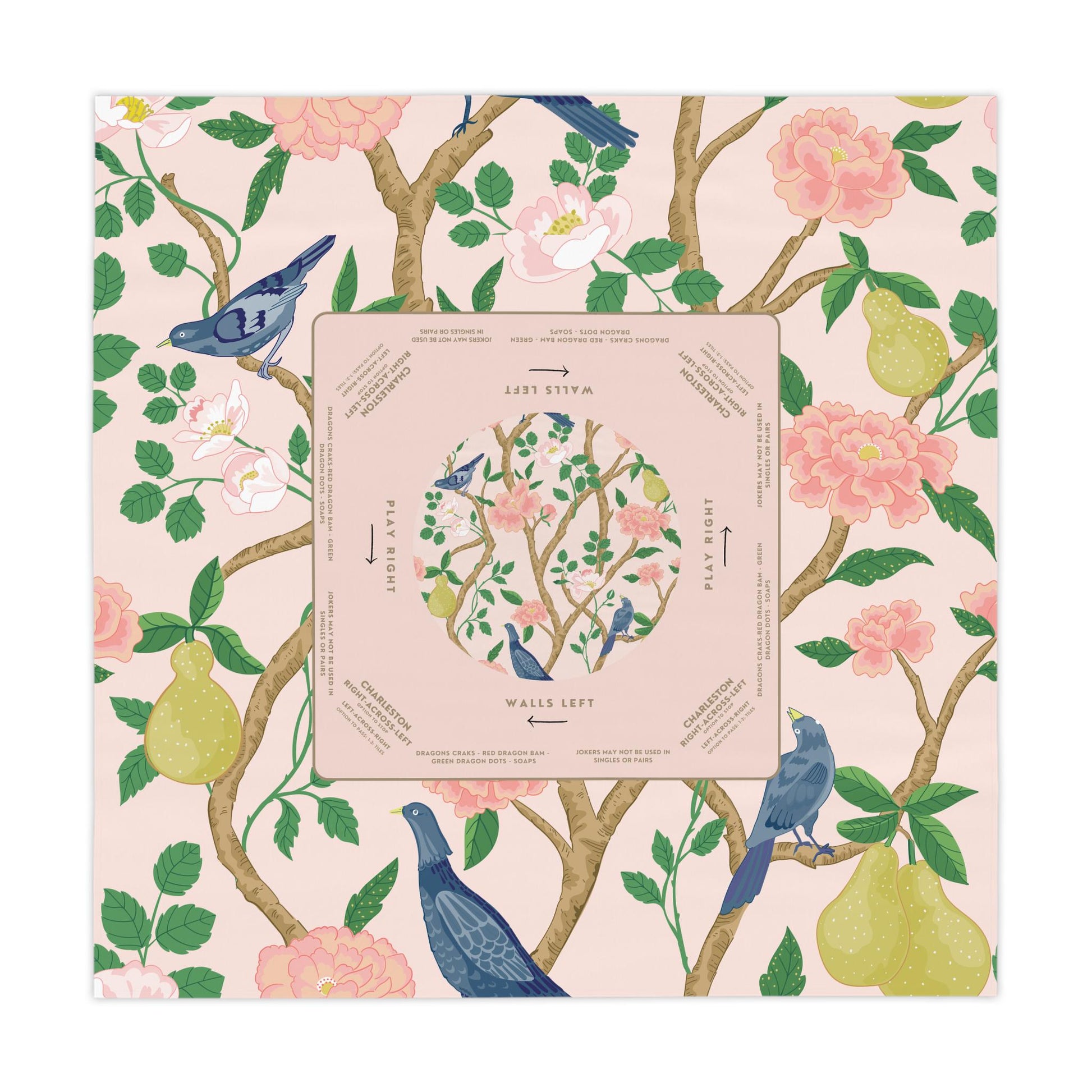 Elegant Light Pink Floral Mahjong Tablecloth - Perfect for Mahjong Enthusiasts and Stylish Game Nights