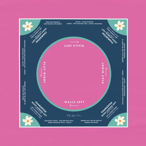 Mahjong instructional tablecloth gift for her, Blue and Pink Floral Mahjong Tablecloth - easy-to-follow mah-jongg tablecloth
