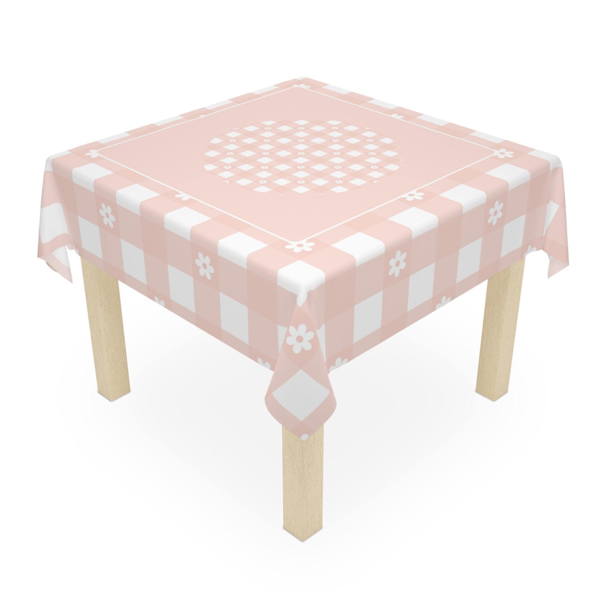 Pink Plaid Daisy Design Tablecloth - Perfect for making your home prettier