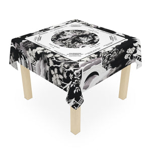 Black and White Floral Mahjong Tablecloth with Instructions - Perfect for Mahjong Players