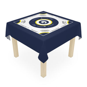 Dark Blue, Yellow, and White Logo Mahjong Tablecloth with Instructions - Perfect for Mahjong Enthusiasts