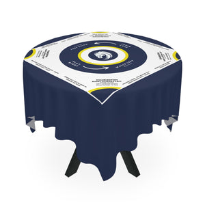Dark Blue, Yellow, and White Logo Mahjong Tablecloth with Instructions - Perfect for Mahjong Enthusiasts